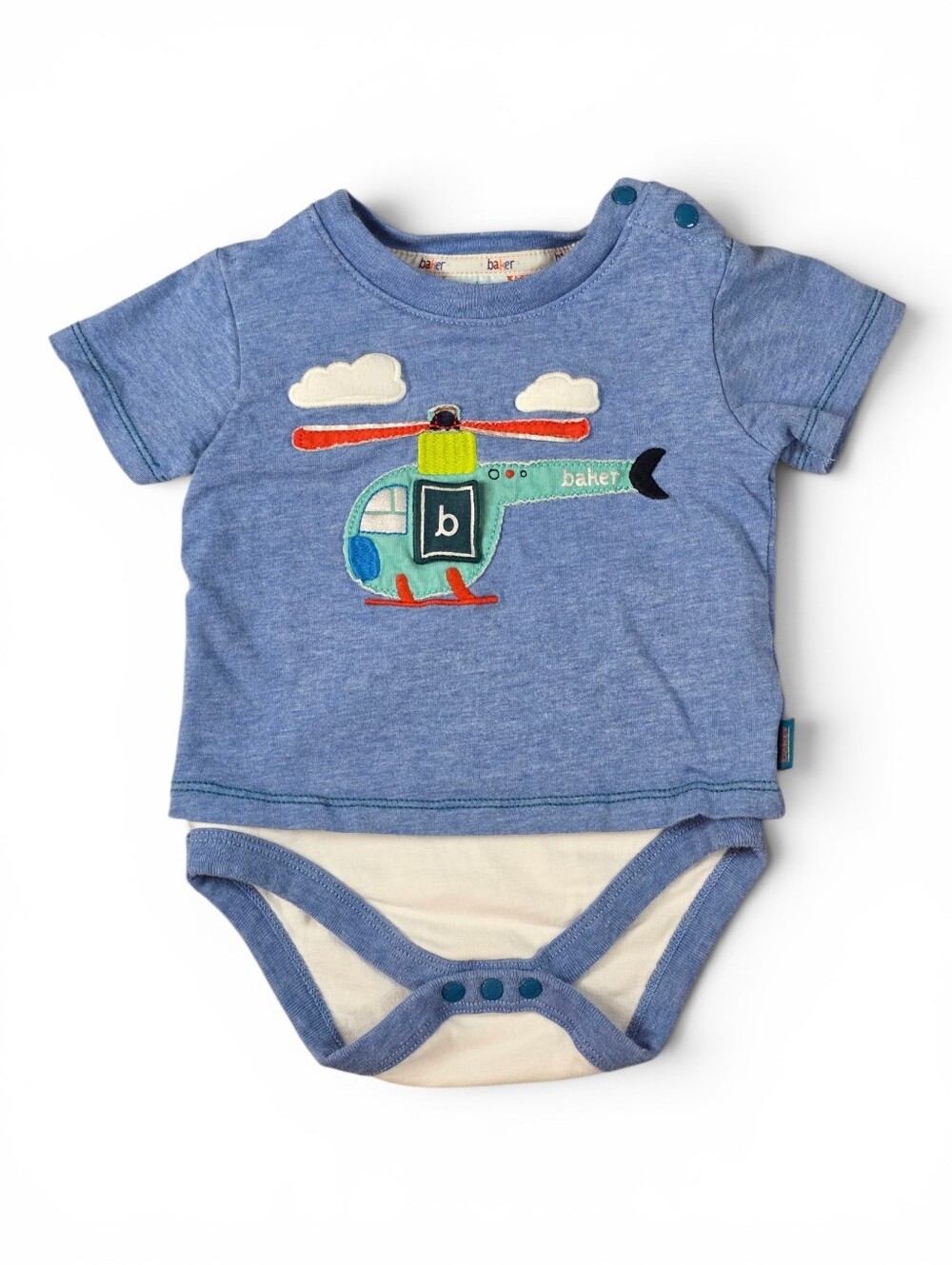 Baker by Ted Baker Baby Helicopter Applique T-shirt Bodysuit Blue 3-6M Summer